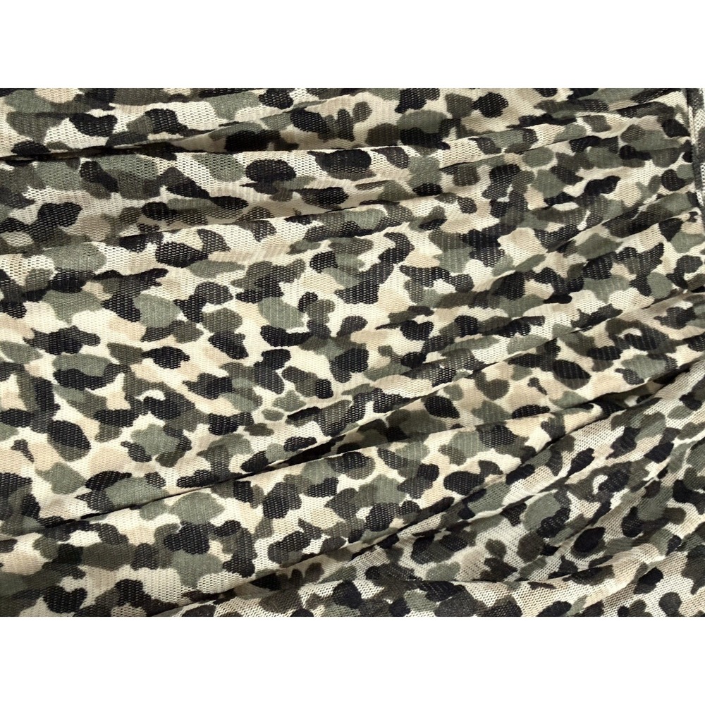 White House Black Market Smocked Waist Camouflage Lined Meshy Top Sz L - Picture 7 of 12